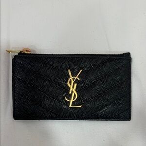 Saint Laurent Black Wallet with Gold Logo